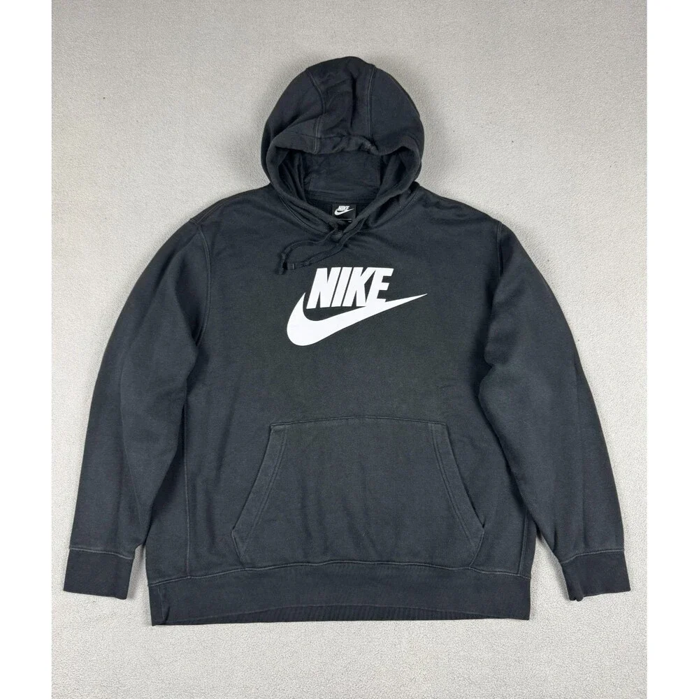 Nike Futura Big Logo Hoodie Men's XXL Black Pullover Fleece Sweatshirt